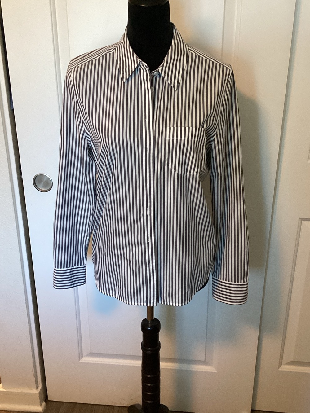 Equipment Brett Navy & White Striped Button-Up  S